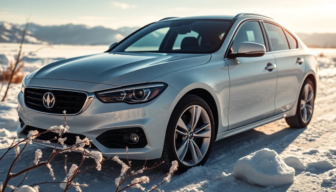 PPF winter road salt protection featured on a sleek car amidst wintry scenery.
