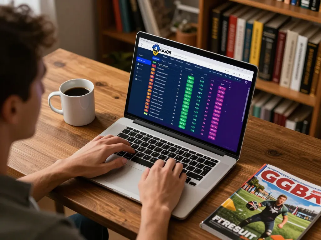 Person exploring link gg88 for online betting strategies in a cozy home office setup