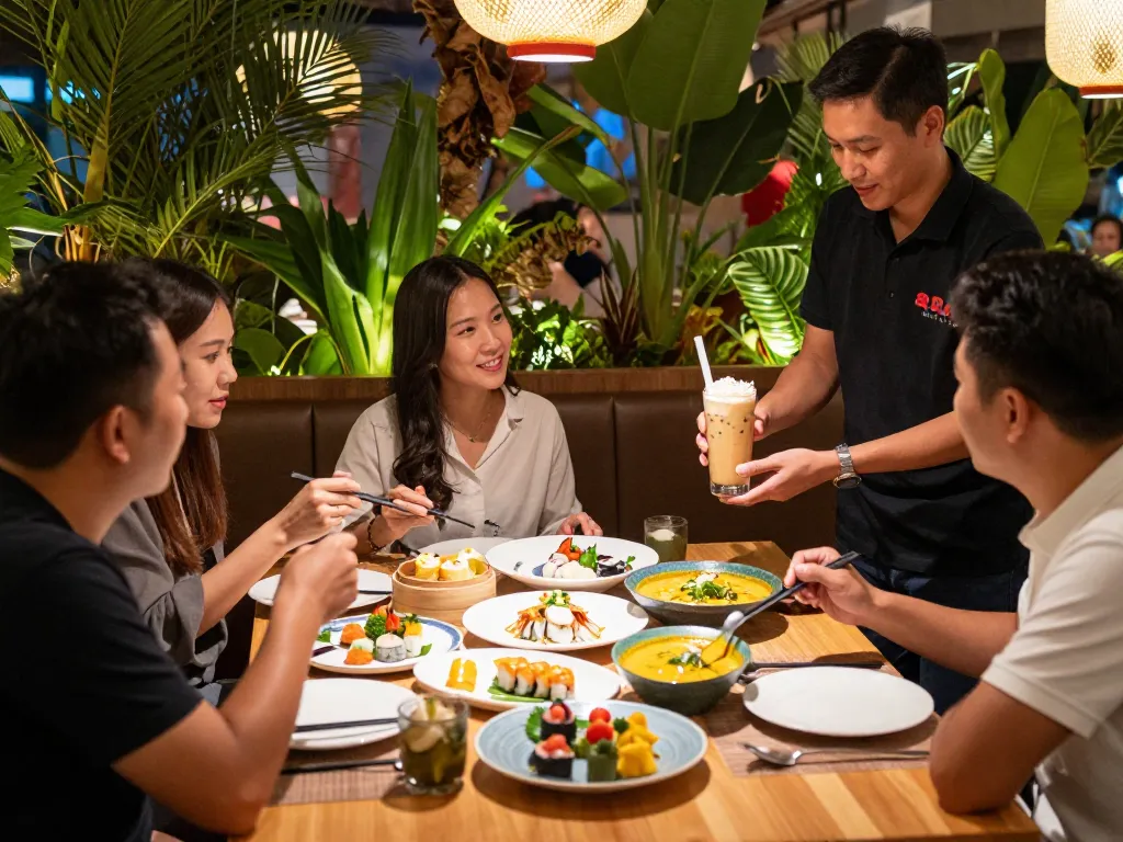 Delicious Asian cuisine at RED88 restaurant with sushi and boba tea.
