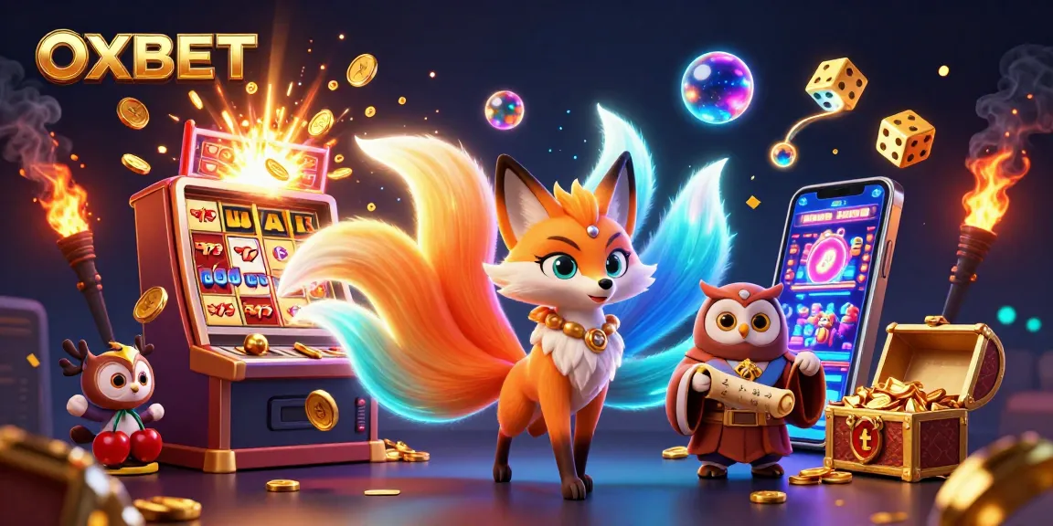 Experience the vibrant OXBET casino world with colorful characters and dynamic gaming elements.