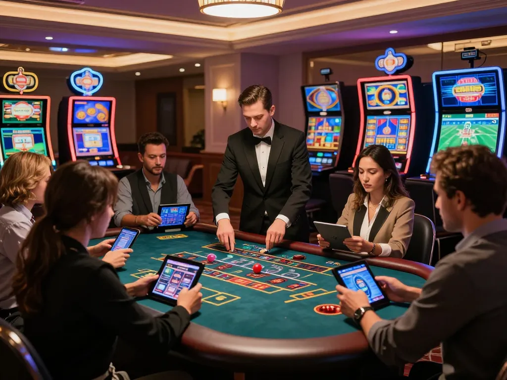 Exciting online betting scene at https://ko66a.uk.com/ featuring diverse players engaged at a luxury casino backdrop.