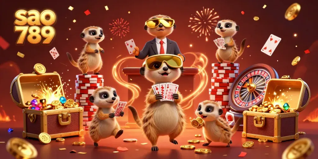 Experience exciting gameplay at sao 789 with meerkats managing an elaborate casino scene full of energy.