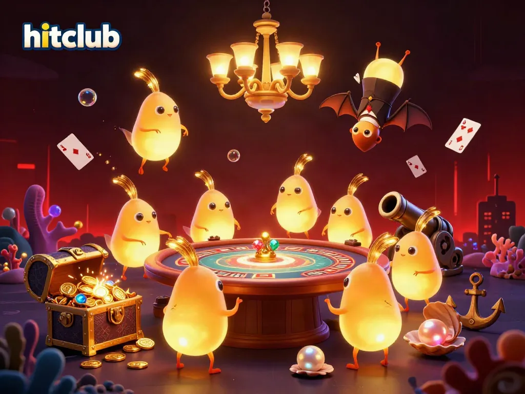 Experience the thrill at hitclub's underwater casino featuring glowworms and casino elements.