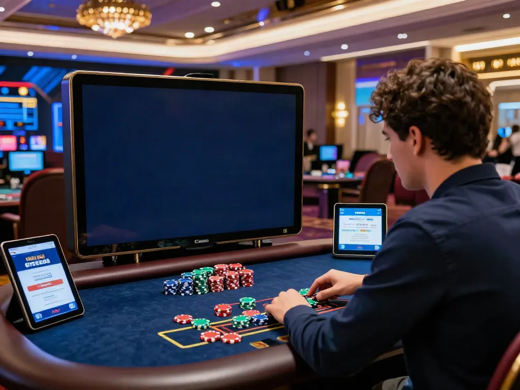 Live gaming at FIVE88, showcasing a player engaged with a dealer in a vibrant casino atmosphere.
