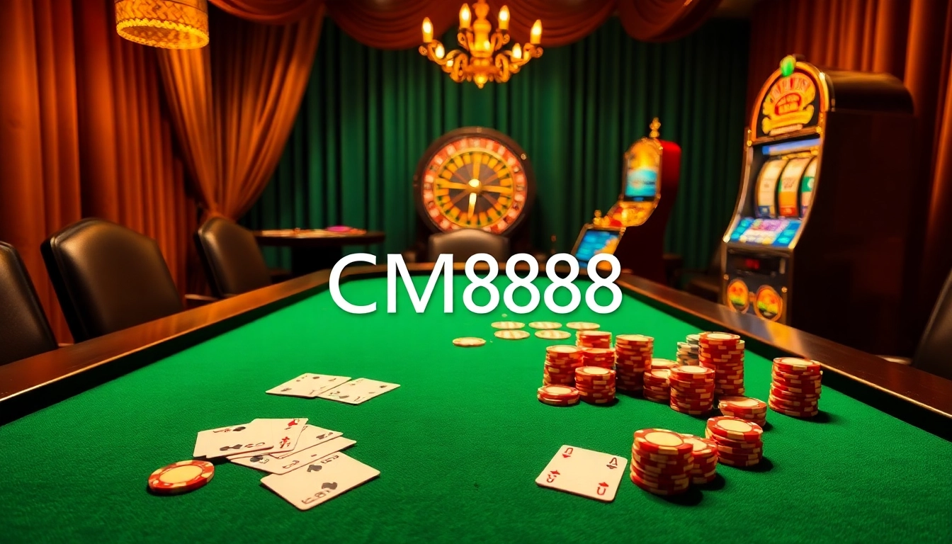 High-stakes poker action at a casino table featuring CM8888 gaming elements and luxurious ambiance.