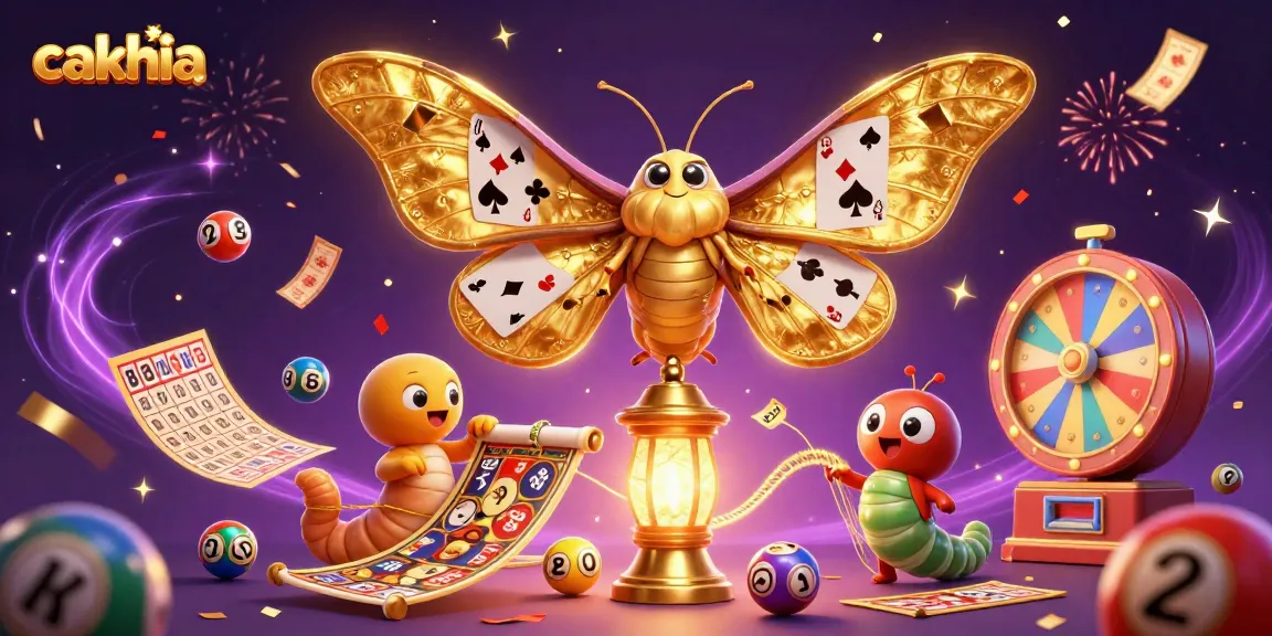 Cakhia offers vibrant dynamics with golden casino elements, lottery excitement, and a lively moth centerpiece.