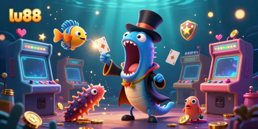 Experience thrilling casino excitement with lu88 as a deep-sea eel performs magic tricks.