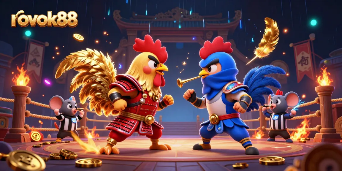 Experience thrilling gameplay at rokok88 with animated fighting elements and rich casino visuals.
